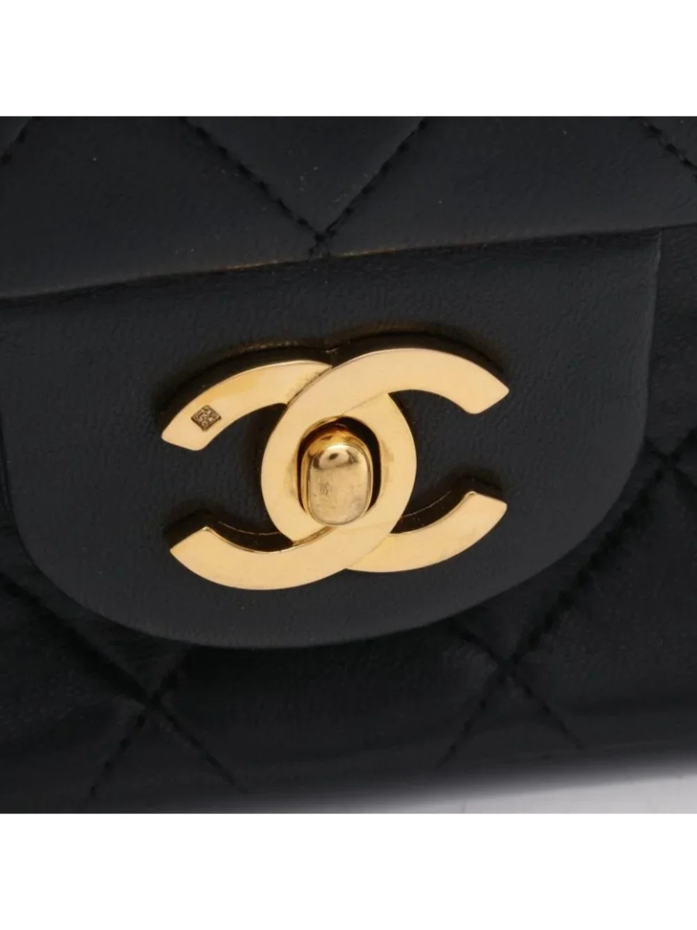 Chanel Shoulder Bag Quilted Double Flap Black Lambskin Chain